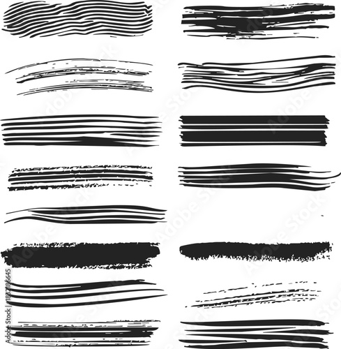 Wallpaper Mural Black brush strokes sketch hand drawn set, various grunge lines and textures. Vector illustration Torontodigital.ca