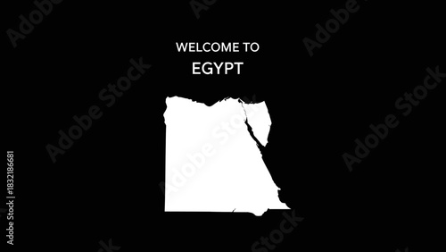 Egypt Welcome Map Illustration Black Background Simple Design Travel Concept.