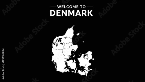 Welcome to Denmark text with map of Denmark.