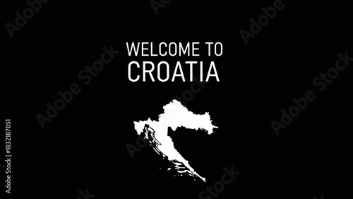 Vászonkép Welcome to Croatia text with map of Croatia.