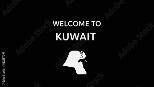 Welcome to Kuwait - Silhouette of a Falcon Emblem.