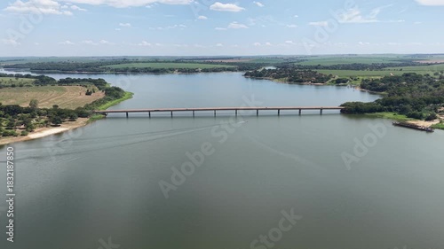 bridge over Rio Dourado, which is an extension of the famous Tietê River on a sunny day.