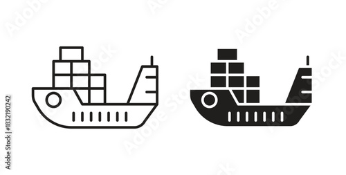 Logistic ship icon vector design. icon doodle hand drawn.
