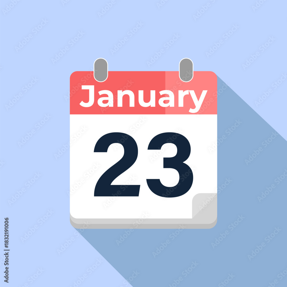 Fototapeta premium January 23 Vector Calendar Modern flat color vector calendar with date
