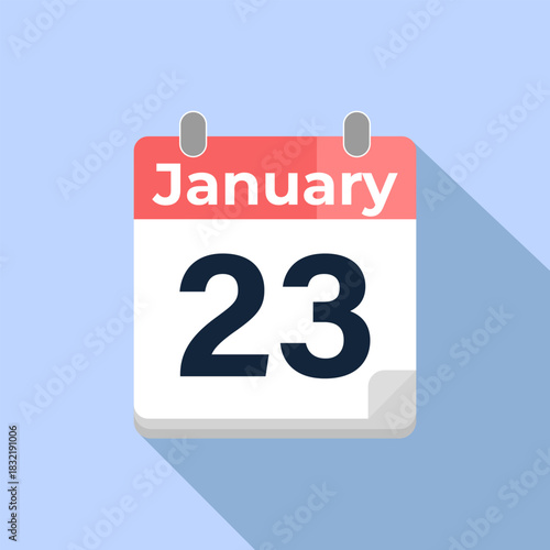 January 23 Vector Calendar
Modern flat color vector calendar with date