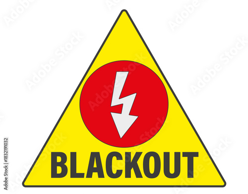 Gelber Dreiecksymbol, Blackout, Warnung vor einem flächendeckenden Strom- und Infrastrukturausfall.