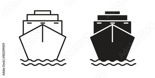 Cargo ship icon vector design. icon doodle hand drawn.