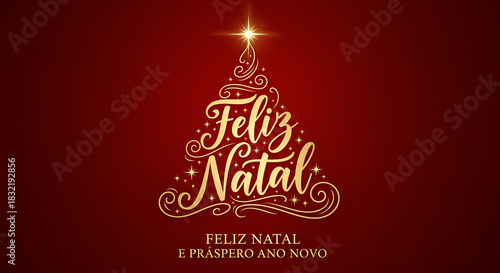 Feliz Natal & Prospero Ano Novo - Christmas Tree Vector