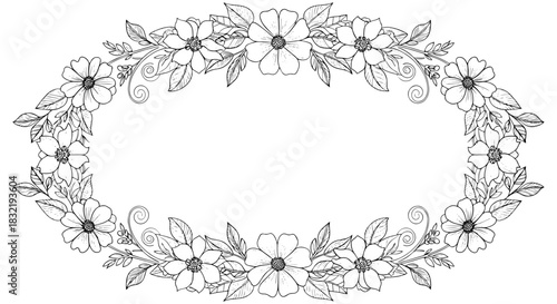 Elegant floral frame for creative projects, invitations, and announcements design needs