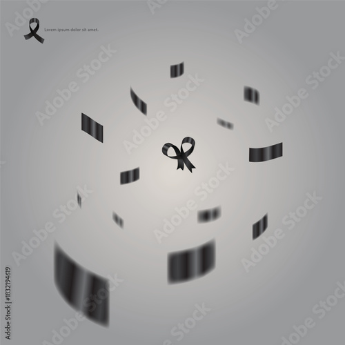 elegant black ribbon mourning symbol