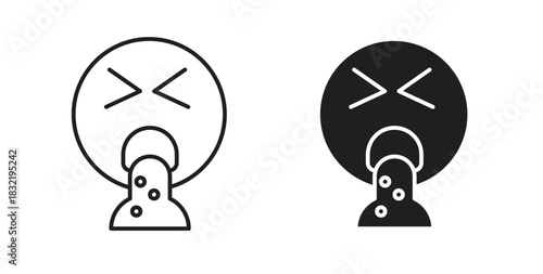 Puking emoji icon vector design. icon doodle hand drawn.