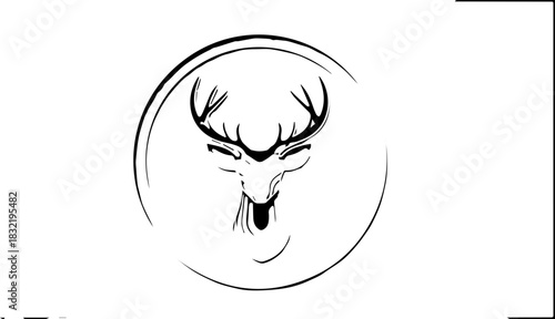 Stunning deer head sketch in circle for creative branding, logo design and wildlife conservation projects, originally a scalable vector graphic