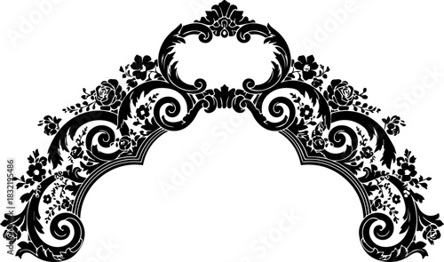 Elegant floral arch design for invitations, cards, and decorative elements offering a timeless, classic touch ideal for weddings and sophisticated events
