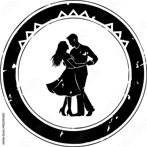 Romantic couple dancing together with passion and grace, an elegant dance silhouette for wedding invitations or event promotions, a touch of love and romance