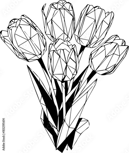 Elegant bouquet of tulips, minimalist design for invitations, cards, or decor, capturing the beauty of spring with a modern artistic flair