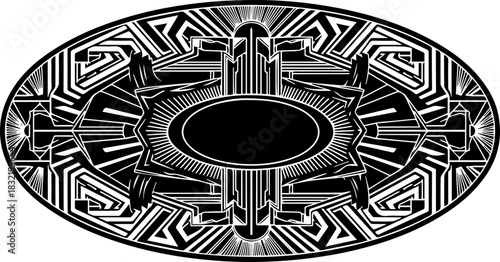 Striking art deco emblem, perfect for sophisticated designs, invitations and branding, capturing timeless elegance and vintage charm in a modern way