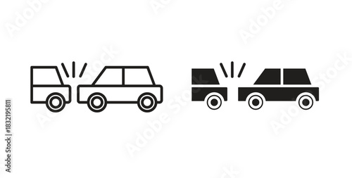 Rear end collision icon vector design. icon doodle hand drawn.