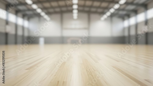 Wallpaper Mural Empty indoor basketball court with wooden floor and bright lighting Torontodigital.ca