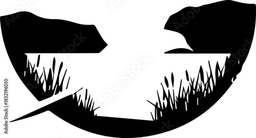 Serene lakeside landscape reflecting nature's beauty, a peaceful outdoor scene with mountains and reeds, perfect for relaxation and nature themes