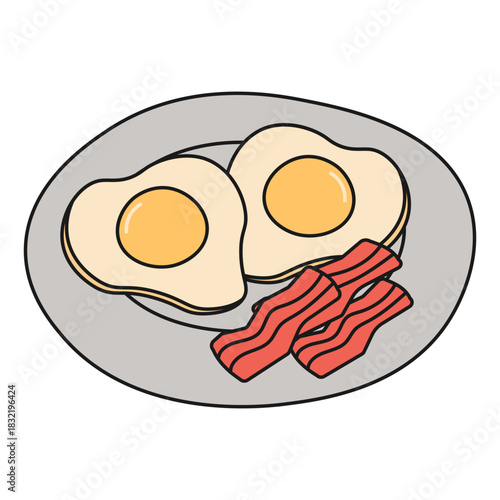 Fried eggs with bacon on a plate.