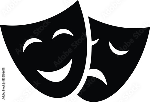 Classic drama theatre masks vector icon for art, culture, entertainment design