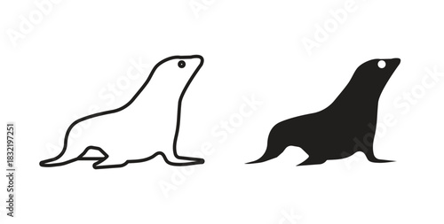 Sea lion icon vector design. icon doodle hand drawn.