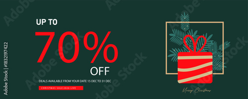 Christmas Sale Banner Template Design with Festive Vector Elements