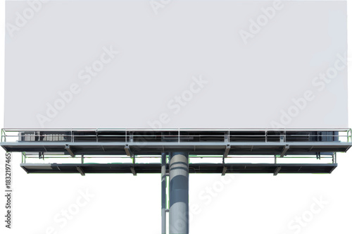 A large, blank billboard stands tall, ready for advertisements, with a clear sky background.