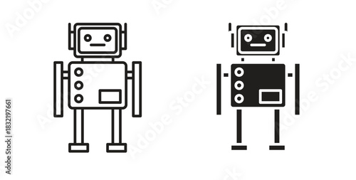 Robot icon vector design. icon doodle hand drawn.