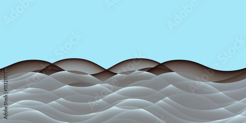 Waves snowdrifts landscape shapes on blue background