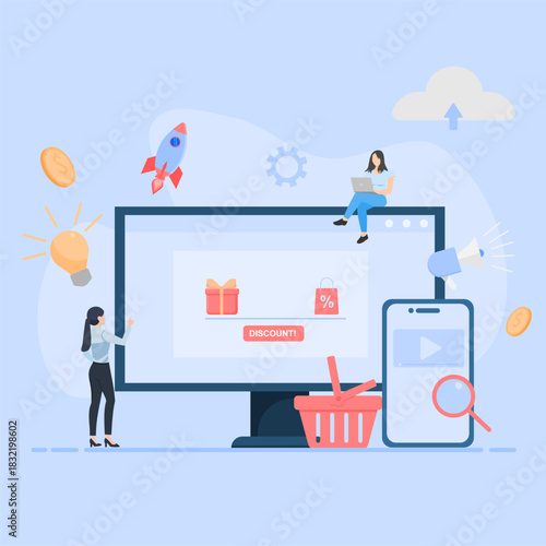 Digital Marketing Banner Illustration for Online Product Promotion