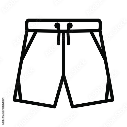 Simple outline icon of athletic shorts with drawstring waistband
