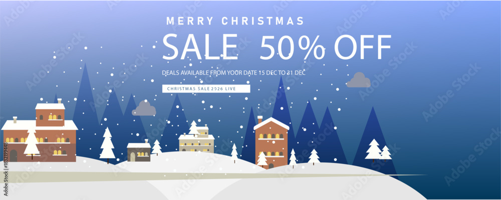 Naklejka premium Merry Christmas Sale Marketing Banner Template
