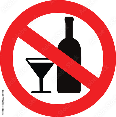 No alcohol sign No alcohol prohibition sign symbolizing restriction and safety awareness clearly