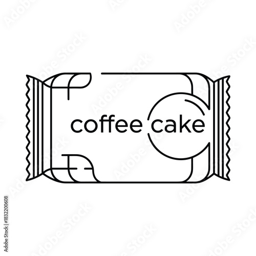 Simple line art illustration of a wrapped coffee cake snack bar