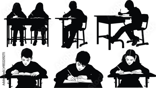 Human silhouette set, walking, standing, talking, cycling, interaction poses, black icons, vector illustration, posture study, movement, activity