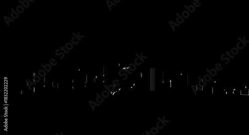 Modern minimalist city skyline silhouette with dynamic lines, perfect for corporate branding, urban themes, and futuristic designs