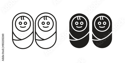 Twin icon vector design. icon doodle hand drawn.