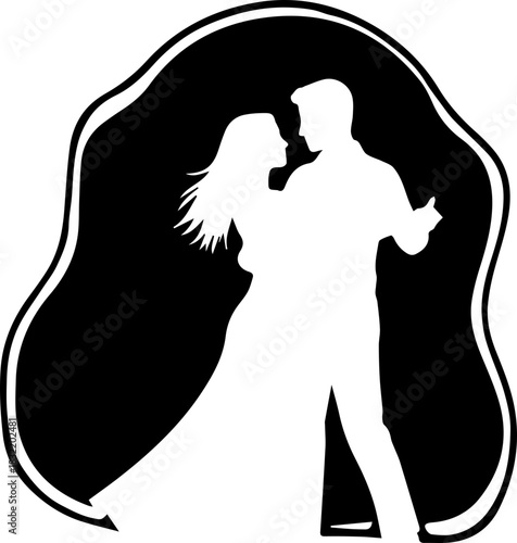 Elegant couple dancing gracefully in a timeless silhouette, evoking romance and celebration for special occasions and events.