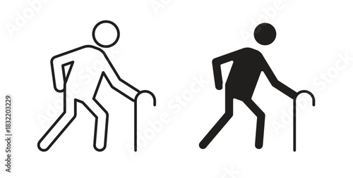 Walking stick icon vector design. icon doodle hand drawn.
