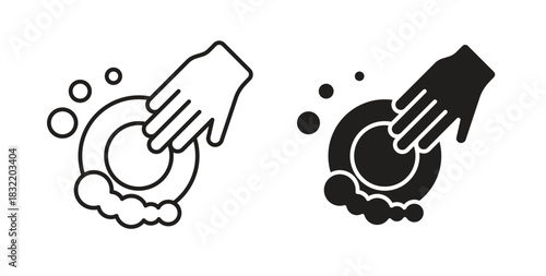 Washing dishes icon vector design. icon doodle hand drawn.