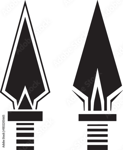 Two distinctive black arrowhead silhouettes with detailed shafts