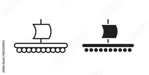 Wood Raft icon vector design. icon doodle hand drawn.