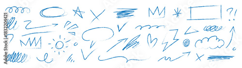 Decorative doodles sketch scribble hand drawn handmade pencil pen marker set vector graphic design illustration art for business infographic journal set pointing arrow speech bubble line outline shape