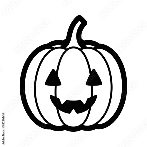 Simple black and white outline drawing of a jack o lantern