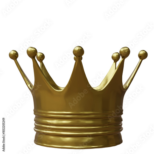 Golden crown isolated on white, transparent. Royal king queen symbol
