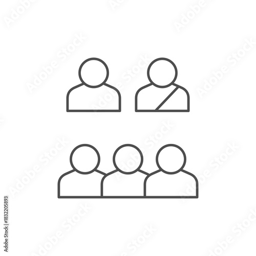 Car passengers line outline icon