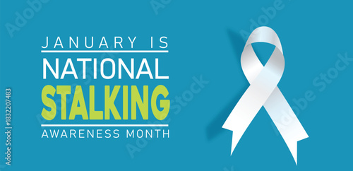National stalking awareness month is observed every year in january. template for banner, greeting card, poster with background. 