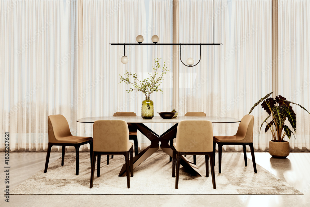 Fototapeta premium Large luxury modern bright interiors Living room mockup illustration 3D rendering image