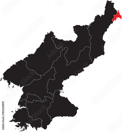 Rason Province on the Map of North Korea Vector Editable